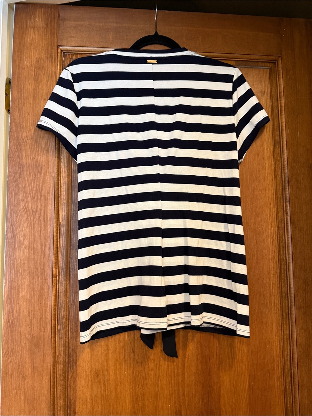 Ivanka Trump Navy & White Striped Short-Sleeve Tie-Front Tee - Picture 2 of 5